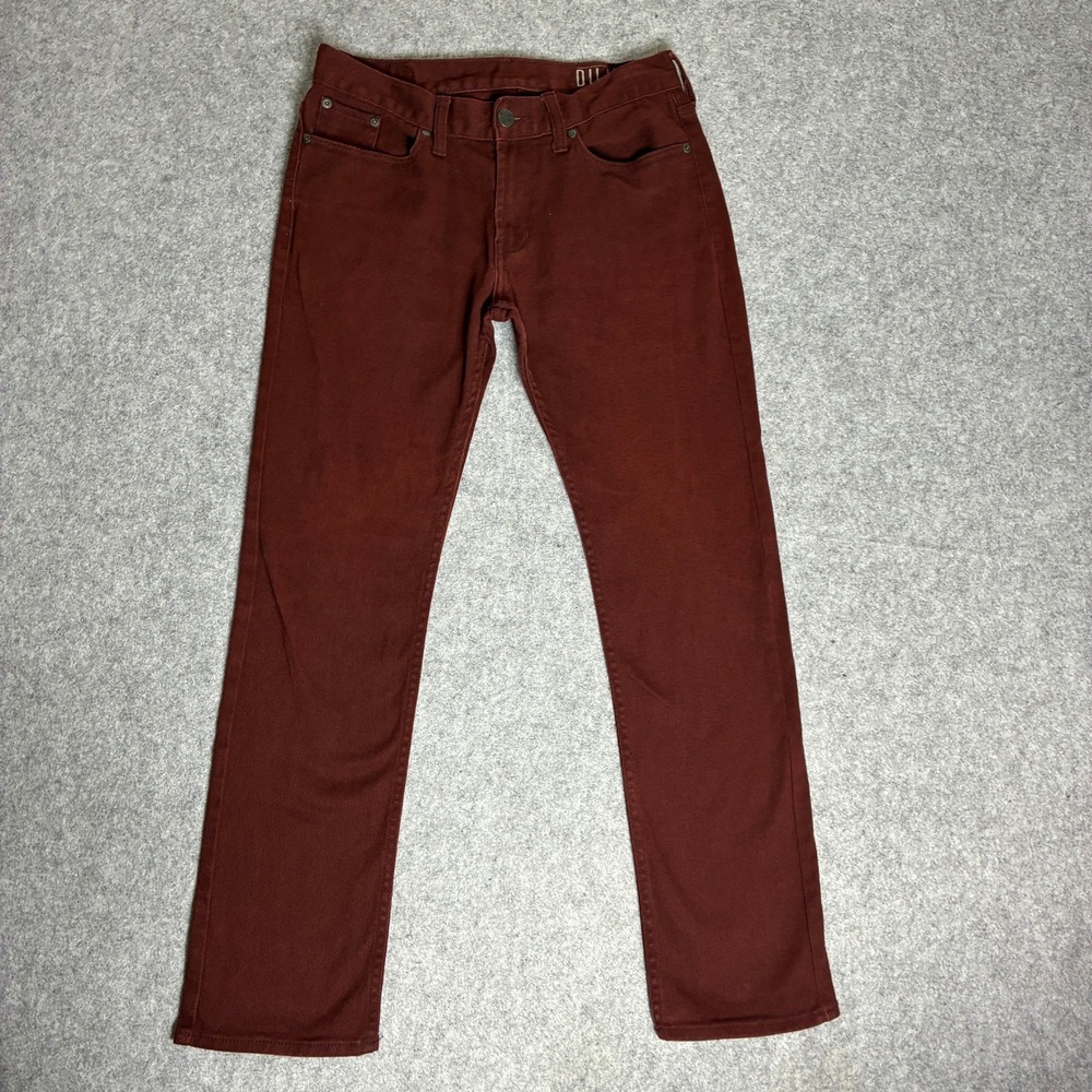 Bull Head Mens Sz W29xL29 Western Slim Straight Pants Burgundy Maroon Trousers